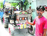 The tractor-trailer involved in the accident at Ghanahia Nagar in Bathinda on Monday