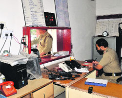 An official at work at the fire control room in Sector 17, Chandigarh, on Monday.