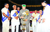 Chief Minister Virbhadra Singh launches the Addiction-free Himachal campaign at the Gaiety Theatre in Shimla on Monday. 