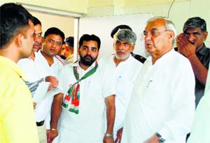 Chief Minister Bhupinder Singh Hooda at the Ambala Civil Hospital on Monday