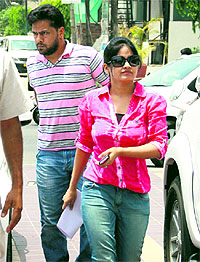 Punjabi singer Miss Pooja ouside the Enforcement Directorate office in Jalandhar on Monday. 