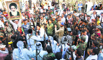 Volunteers ready to fight against Sunni militants gathered in Basra.