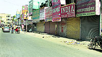 A view of the closed Books Market of Mai Hiran Gate in Jalandhar on Tuesday.