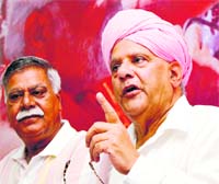 BJP leader Ashok Khajuria addressing the media in Jammu.