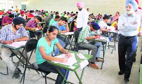 Candidates take BSc (agriculture) entrance examination at the PAU on Tuesday.