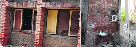 Police quarters in a deplorable condition at Lal Singh Basti in Bathinda.