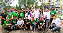 MAD and Waster Warriors volunteers during a cleanliness drive at Behl Chowk in Dehradun on Wednesday. 