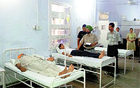Dr Balwinder Singh, chairman, PAP Medical Board, examines patients at the PAP Hospital on Punjab Armed Police campus (below); an inside view of the Community Health Centre on the campus in Jalandhar. 