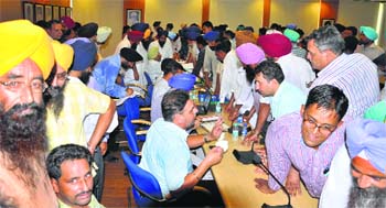 Complainants at the SAD office in Chandigarh on Wednesday. 