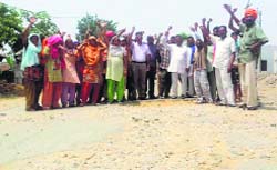 Residents protest in Phagwara on Wednesday
