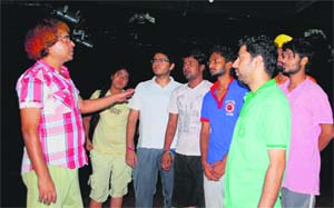 Kolkata-based theatre personality Partha Banerjee at a one-month workshop at Virsa Vihar in Amritsar on Thursday.