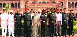 Officials of the First Punjab Battalion of the NCC at the venue of the All-India National Integration Camp, which started at Khalsa College in Amritsar, on Thursday. 