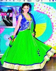 Students of MHR DAV Nursing Institute participate in a modelling show during the farewell party in Jalandhar on Thursday. 