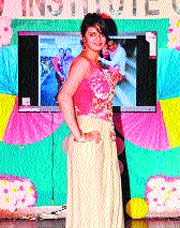 Students of MHR DAV Nursing Institute participate in a modelling show during the farewell party in Jalandhar on Thursday. 