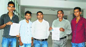 Relatives of Aman, a missing youth from Kangra, after meeting the deputy commissioner in Dharamsala on Thursday.