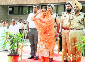 Union Minister Harsimrat Kaur Badal in Bathinda on Thursday. 