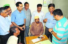 Home Secretary Kamal Chaudhary (second from right) inspects a de-addiction centre at the ESI Hospital on Friday