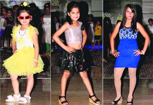Girls participate in a fashion show orgnaised by Vivek Aggarwal Institute in Jalandhar on Friday.
