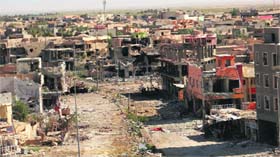 Damaged houses in the city of Ramadi.