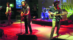 The Local Train band performs at Elante Mall to mark World Music Day in Chandigarh on Saturday.