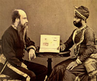 Maharana Shambhu Singh of Mewar with the British Resident, Major Nixon.