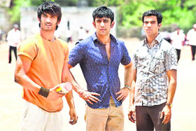 Kai Po Che had TV stars like Sushant Singh Rajput(L) and Amit Sadh(C)