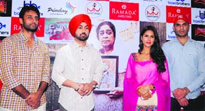 Diljit Dosanjh and Sonam Bajwa in Amritsar to promote the film Punjab 1984 on Sunday. 