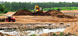 A water channel under construction at Baltana in Zirakpur