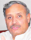 Gurgaon MP Rao Inderjit Singh talks to the media in Karnal. Tribune photo: Ravi Kumar