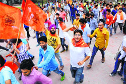 Students protest in New Delhi.