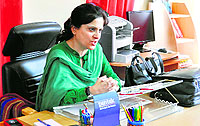 Managing Director of J&K State Women Development Corporation Naheed Soz at her office in Srinagar