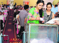 Aero city plots draw of GMADA at community centre phase-70 in Mohali on Tuesday. Tribune photo Vicky Gharu