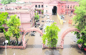The inundated Amritsar Municipal Corporation office at Town Hall after heavy pre-monsoon rain lashed the region on Wednesday.