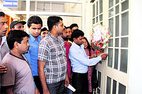 JP activists leave a bouquet and a memorandum at the office of the District Magistrate in Dehradun on Wednesday.