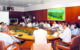 A meeting of disaster management underway in Dehradun on Wednesday. 