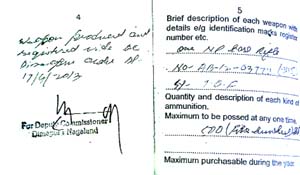 A copy of the retainership card issued by the Nagaland authorities.