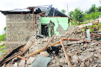 The blast site near the Line of Control in Poonch.