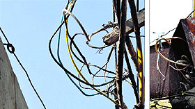 Loose electricity wires pose a threat to commuters at AC Market, Civil Hospital, Civil Lines and Bhadaur House in Ludhiana. 