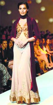 A model showcases a sharara by Manish Malhotra