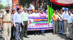 Police Commissioner Jatinder Singh Aulakh flags off a rally organised to mark International Day Against Drug Abuse in Amritsar on Thursday. A Tribune photograph