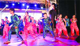 Children perform during the Shiamak Davar workshop at the SD College auditorium in Ambala.