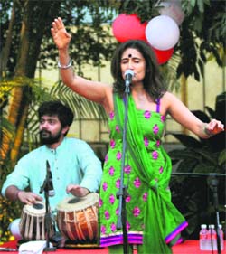 Indo-Canadian singer Kiran Ahluwalia presents an item during Canada Day celebrations at Sector 2, Chandigarh, on Thursday.