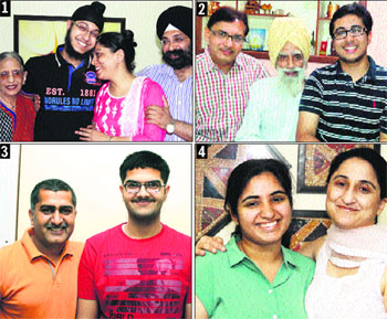 The four city students who secured top ranks in the AIIMS entrance test this year: (1) Lovedeep Dhingra (position 10); (2) Lakshaya Chopra (position 19); (3) Kanav Khanna (position 63) and (4) Bisman Singh (118)