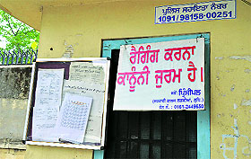 An anti-ragging board displayed at the Government College for Girls in Ludhiana.