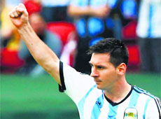 Lionel Messi celebrates his second goal against Nigeria in Porto Alegre on Wednesday.
