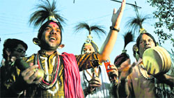 Pilgrims leave for Amarnath yatra from Jammu on Friday. Tribune photos: Inderjeet Singh