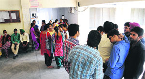 Admission seekers at Government Rajindra College.