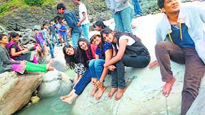 A picture of some of the victims taken just before they were washed away. These pictures were clicked by a student, Raghu Vamsha, who was part of the trip and is now in Hyderabad.