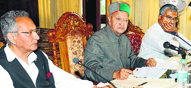 Chief Minister Virbhadra Singh presides over the 6th BODs meeting of the HPTDC in Shimla on Saturday.