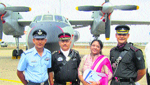 Vijay Pratap Singh with his family after the passing-out parade at the Air Force Academy in Hyderabad.
